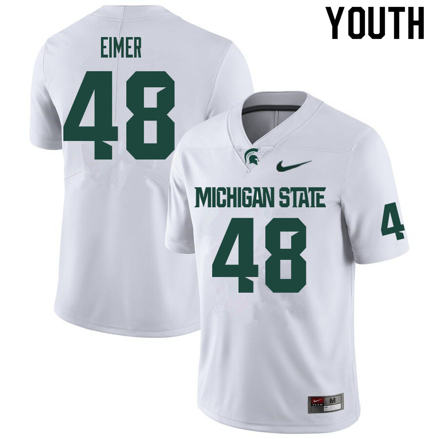 Youth #48 Bryce Eimer Michigan State Spartans College Football Jerseys Sale-White